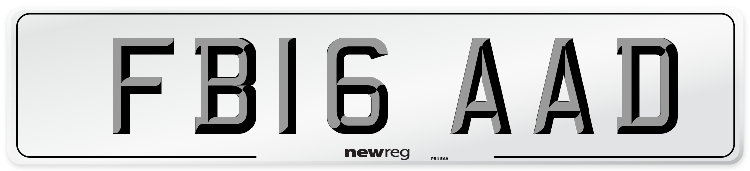 FB16 AAD Number Plate from New Reg